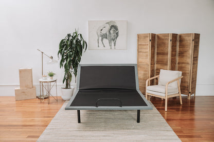 Black and Grey Adjustable Bed Base With Head and Foot Position Adjustments