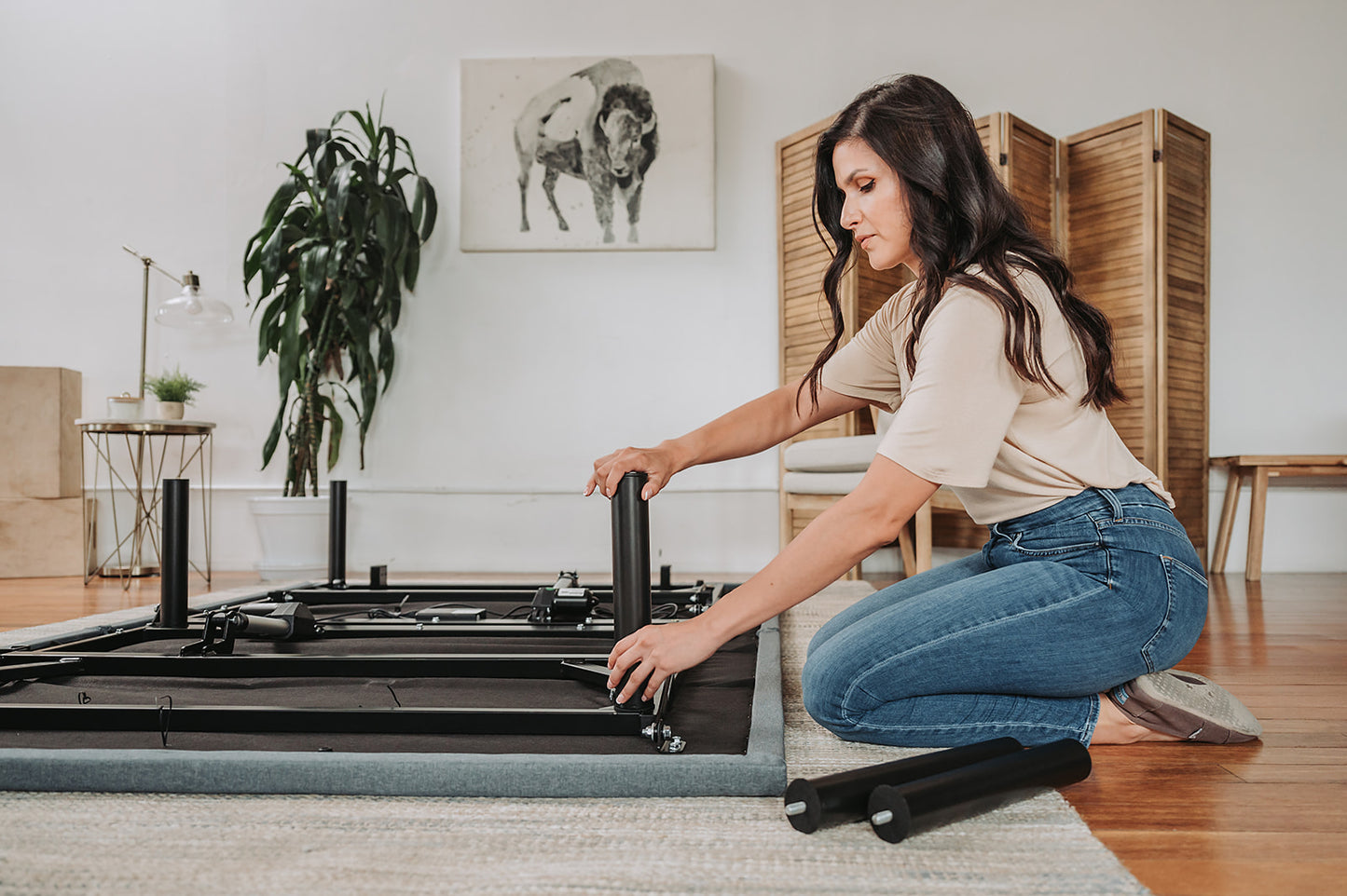 Black and Grey Adjustable Bed Base With Head and Foot Position Adjustments