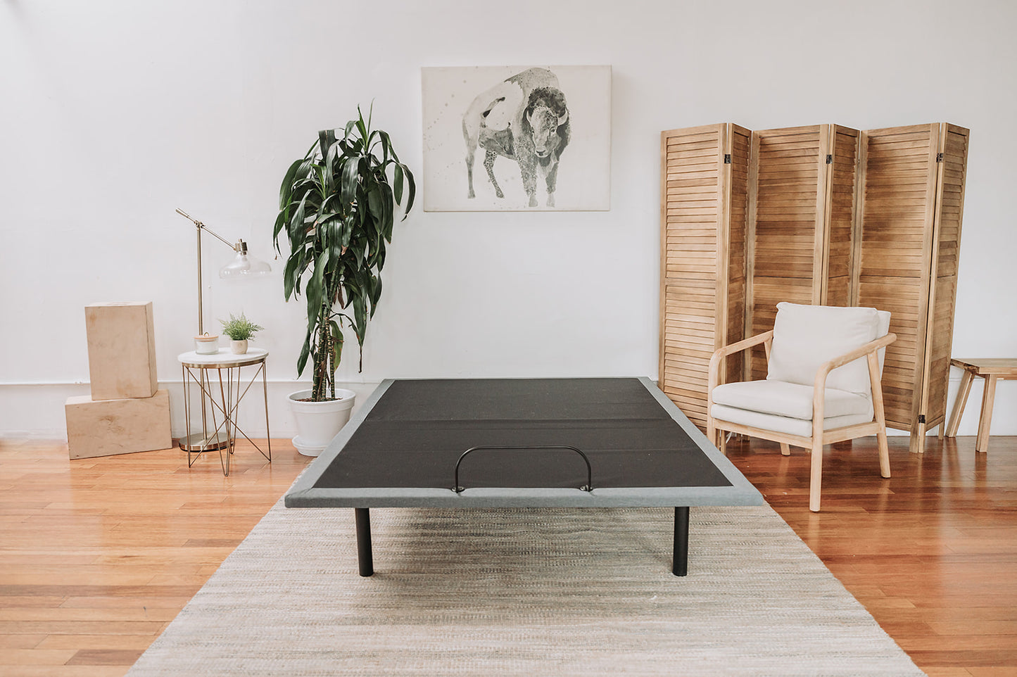 Black and Grey Adjustable Bed Base With Head and Foot Position Adjustments