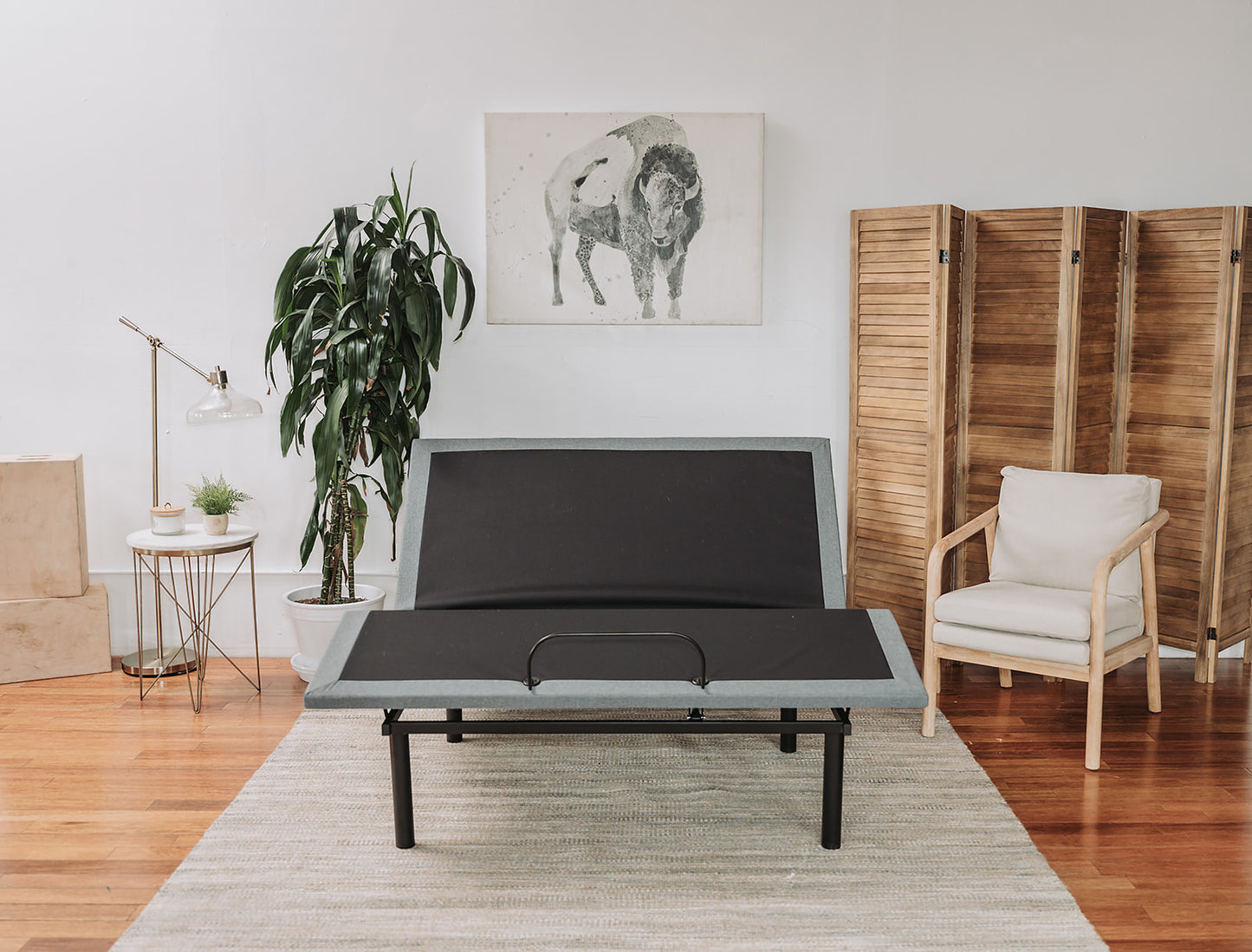 Black and Grey Adjustable Bed Base With Head and Foot Position Adjustments