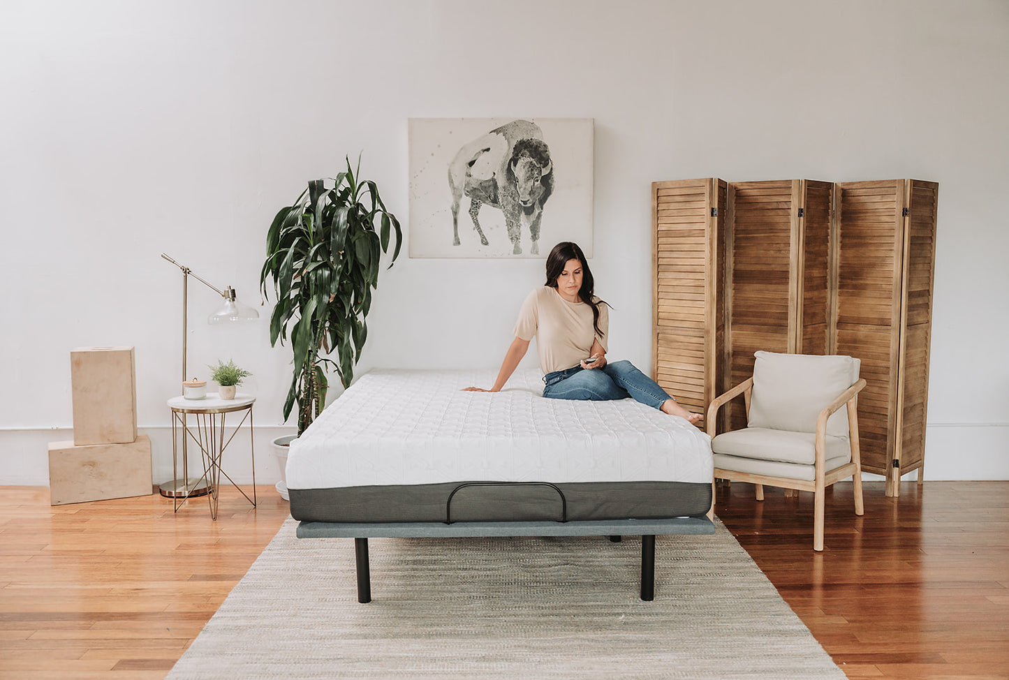 Black and Grey Adjustable Bed Base With Head and Foot Position Adjustments