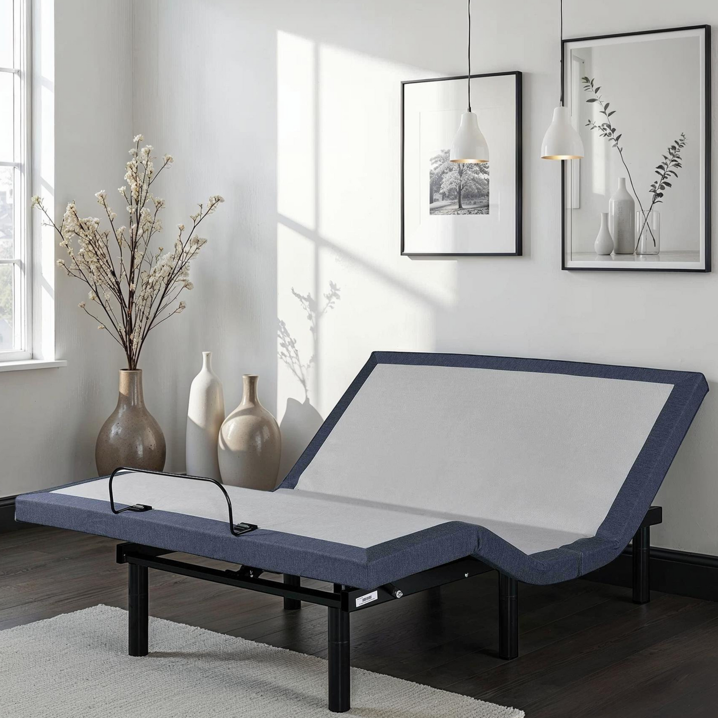 Adjustable Bed Base with Three Vibration Modes and Head and Foot Position Adjustments