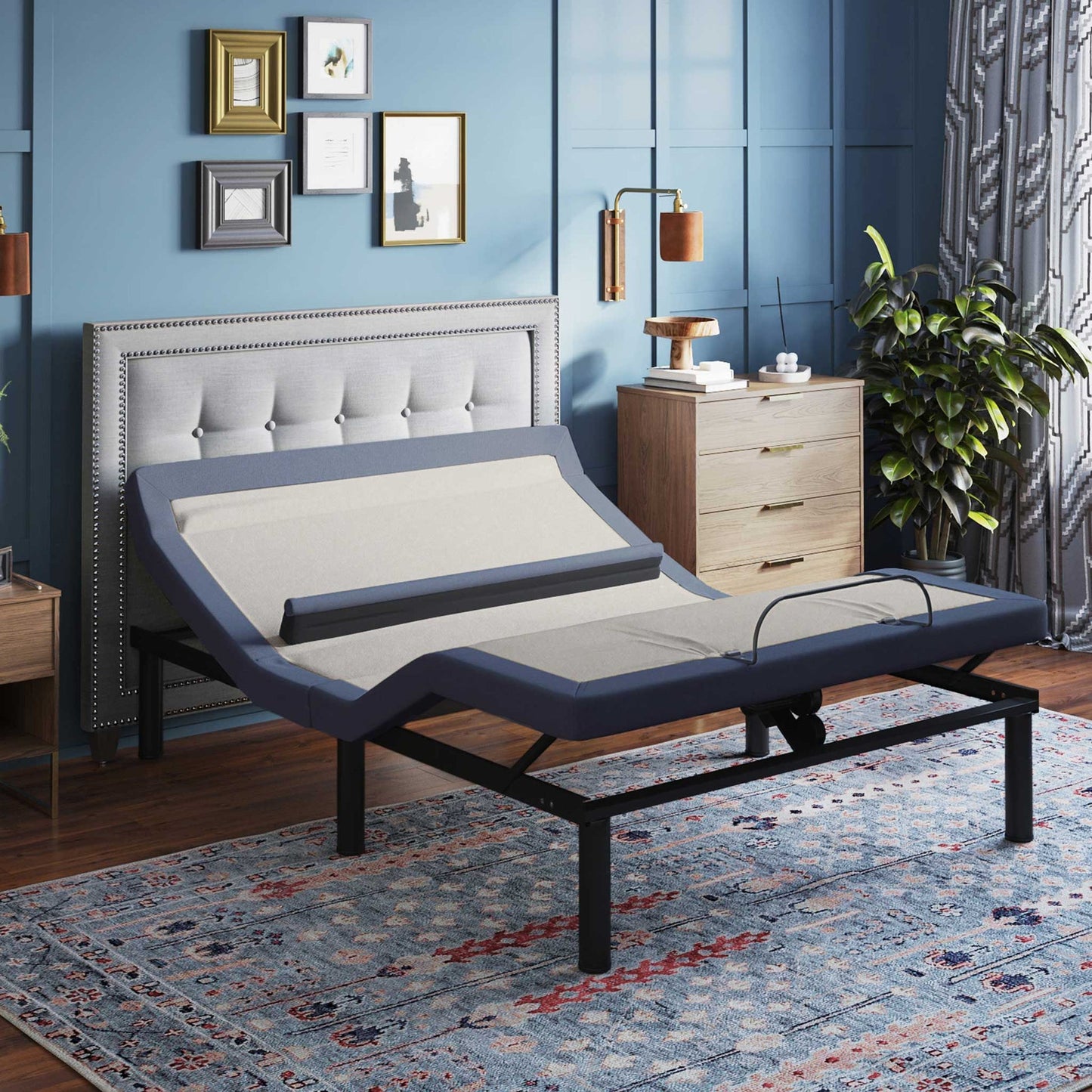 Adjustable Bed Base with Head/Foot Tilt and Lumbar Position Adjustment