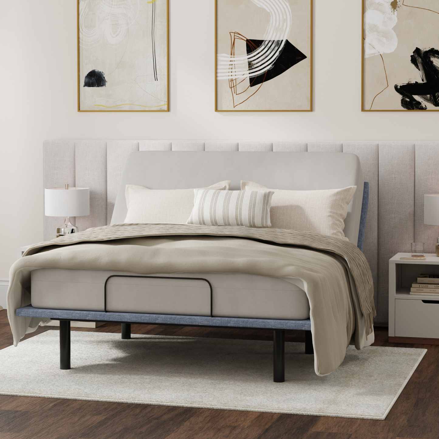 Adjustable Bed Base with Dual 3-Level Massage